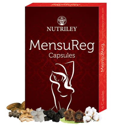 Nutriley Mensureg Capsules - Mensural Care, Period Pain Relief, PCOS Balance Capsules for Women (60 Capsules)