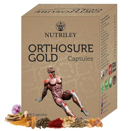 Nutriley Orthosure Gold  - Joint Pain / Arthritis Capsules, Provides Relief from all forms of Joint Pains & all forms of arthritis (60 Capsules)