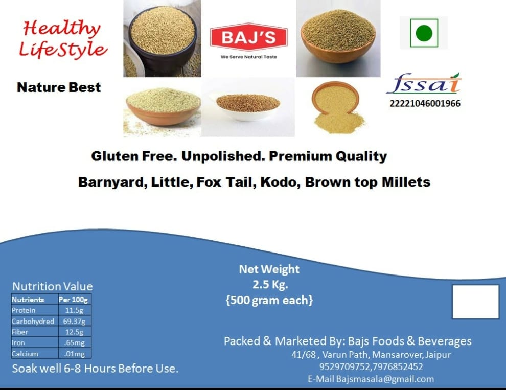 Millets Combo 5 Pack (500 Gram Each)