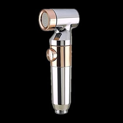 SILVER COIN Health Faucet Handheld Toilet Jet Spray with 1MTR. Stainless Steel Tube and Wall Hook-Chrome Finish Bidet with Hose and Holder/Clutch Set (Chrome Gold)