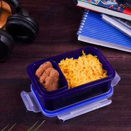 Infinity Box 500 ml Lock and Seal Plastic Lunch Box for Office/College - Airtight Leakproof Tiffin Box/Food Storage Container Transparent