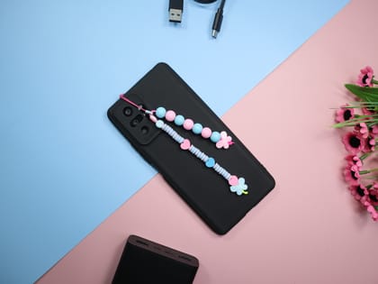 kamule Sky Blue and Pink Pastel Glass Beads Phone Charm