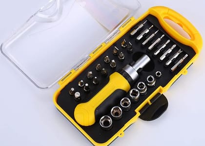 AUBON 50BV30 Ratcheting Screw Driver Set| Home Repair Kit |30 pcs in 1 Repair Tools Kit |Precision S2 Alloy Steel for Electronics, Phone etc
