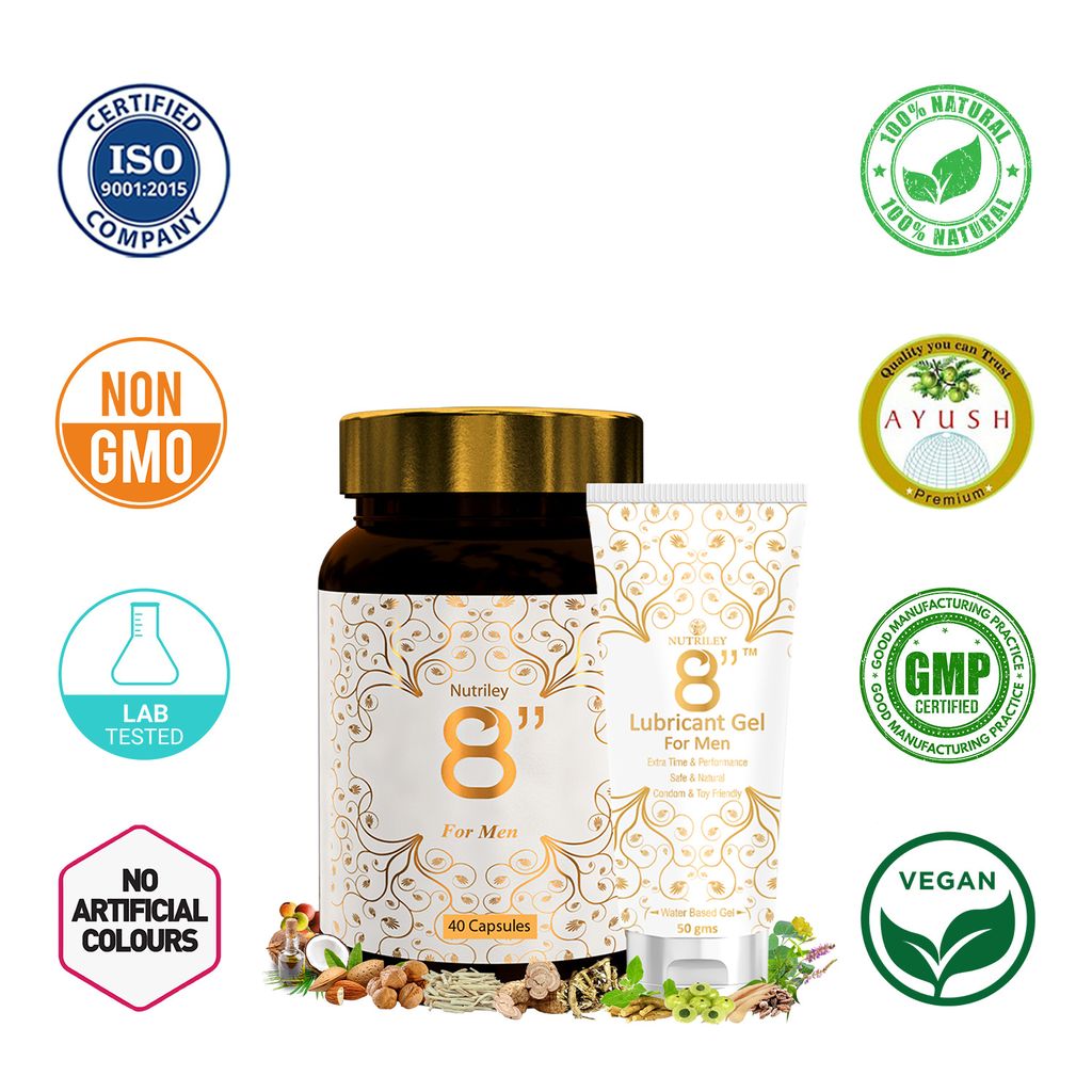 Nutriley 8" Inch - For Men Capsules + Gel (40 Caspules + 50 Gms Gel)