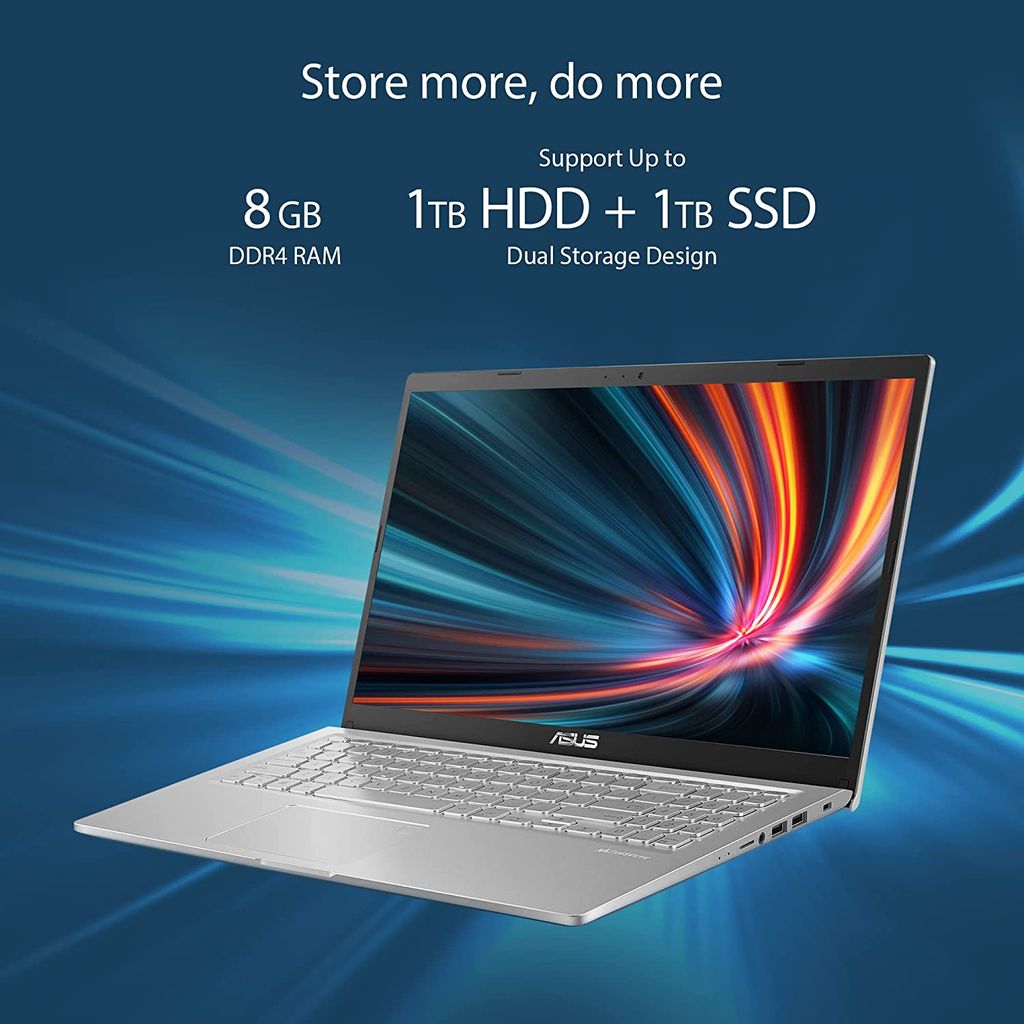 ASUS VivoBook 15 (2021) Intel Core i5-1035G1 10th Gen, 15.6"(39.62cms) FHD Thin and Light Laptop (8GB RAM/512GB + 32GB Optane Memory/Windows 11/Office 2021/Silver/1.8 Kg), X515JA-EJ562WS