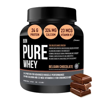 BON PURE WHEY | 1 Kg, 28 Servings |The HOLISTIC WHEY PROTEIN | Muscle Building, Bone Strength, Immunity, Healthy Skin, Hair and Nails | Essential Protein, BCAA, Vitamins and Minerals | For Athletes, Sports, Fitness Enthusiasts