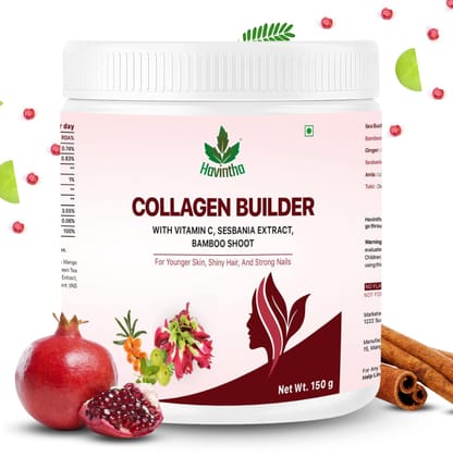 Havintha Plant Based Collagen Builder for Skin beauty and nutrition, longer nails | Natural Supplements with (Guava powder and Sea Buckthorn) - 150grams.