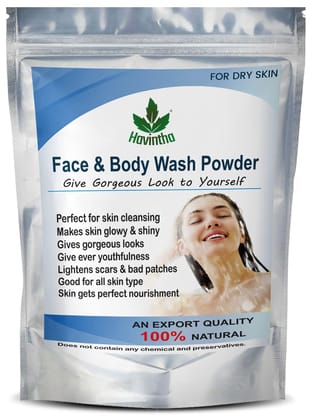 Havintha Natural Face and Body Wash Powder for Dry Skin Types - 227 gm
