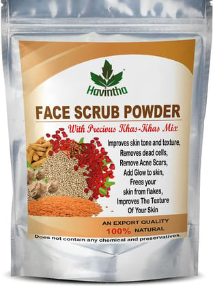 Havintha Natural Face Scrub Powder with Khas-Khas for Removes Blackheads & dead cells, All Skin Types - 227 GM