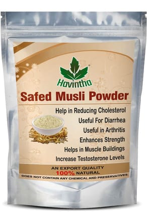 Havintha Natural Safed Musli Powder | Safed Musli Root Powder, Helps Increase Strenght and Testosterone Levels - 100gm