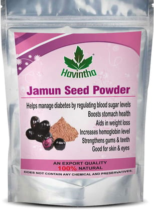 Havintha Jamun seeds powder rich source of Vit.C for diabetes stomach skin eyes health - 227 Grams