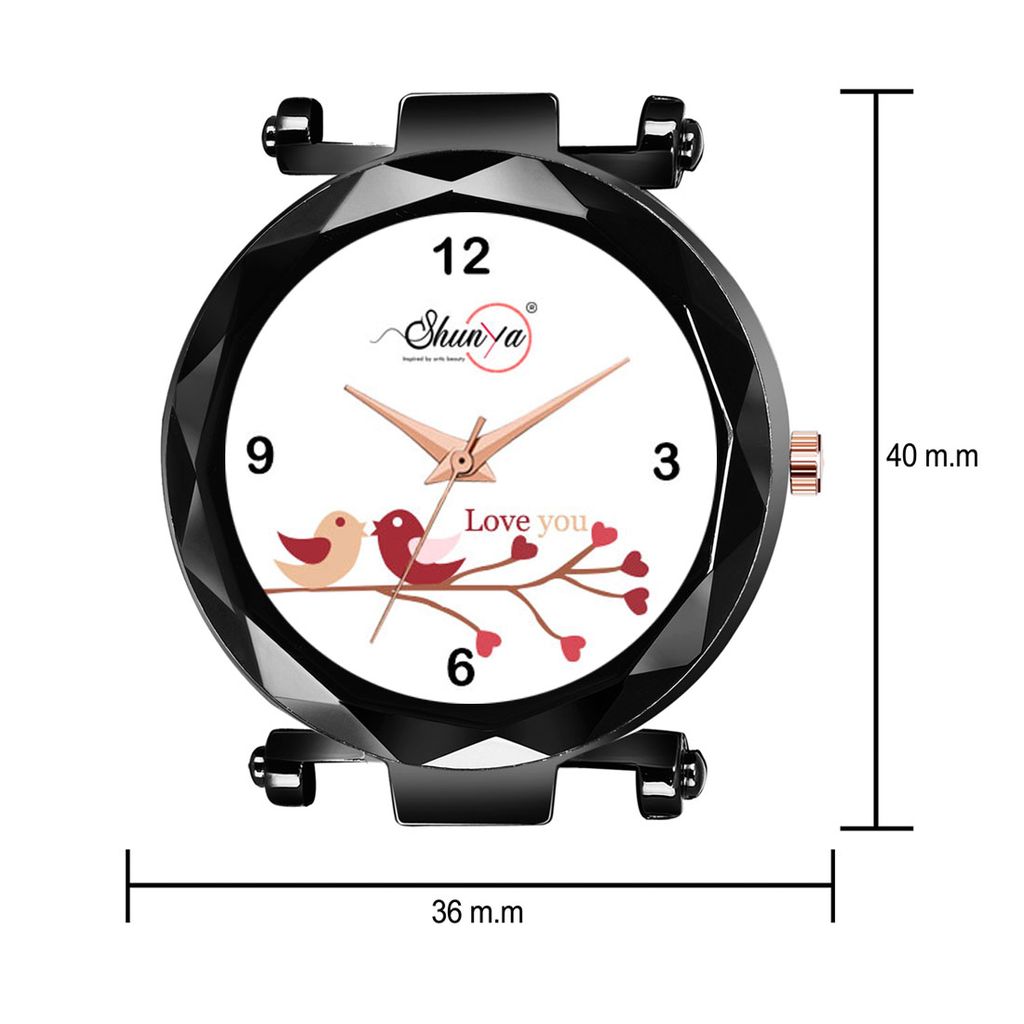 Bhakti Fashion Black Mesh Magnetic Love Dial Analog Watch For Women & Girls