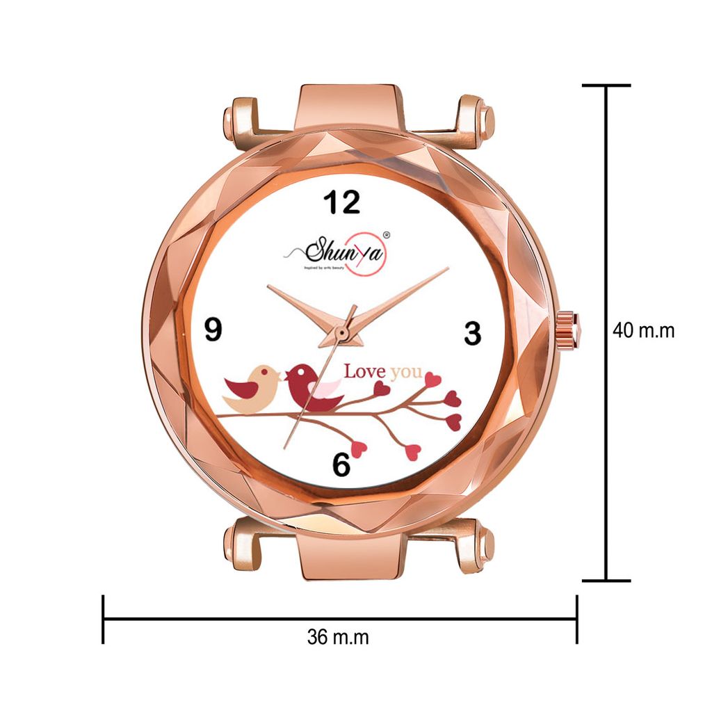 Bhakti Fashion Golden Mesh Magnetic Love Dial Analog Watch For Women & Girls