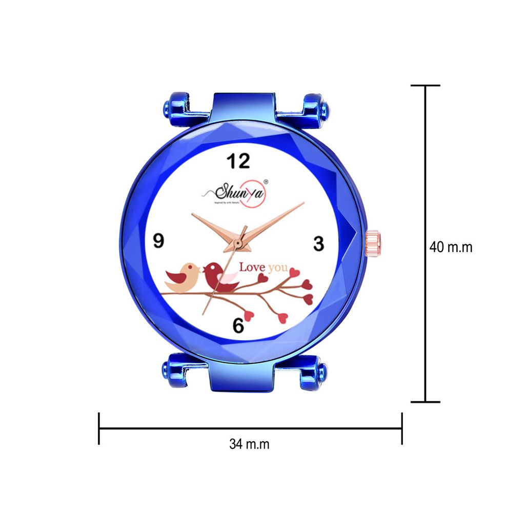 Bhakti Fashion Blue Mesh Magnetic Love Dial Analog Watch For Women & Girls