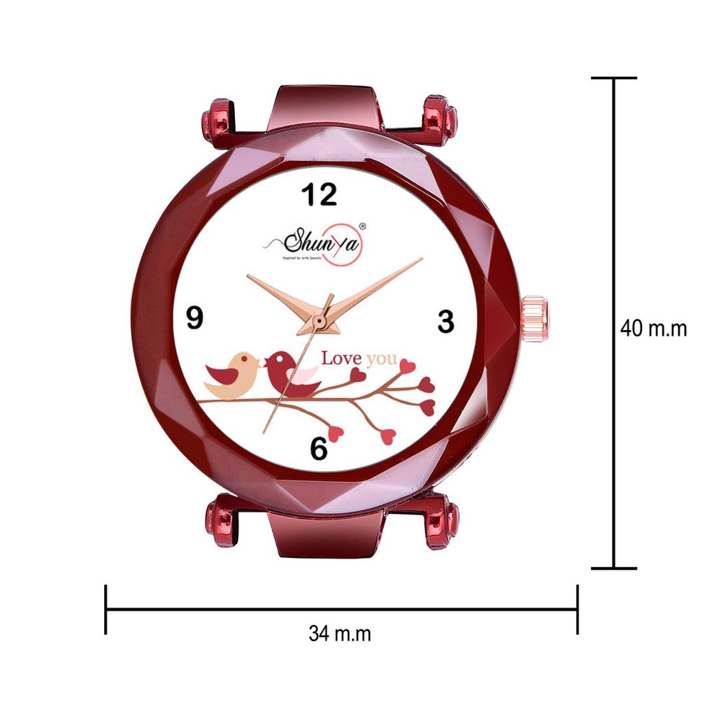 Bhakti Fashion Red Mesh Magnetic Love Dial Analog Watch For Women & Girls