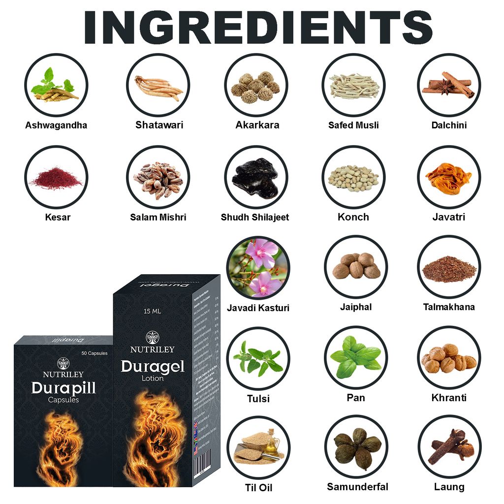 Nutriley Duragel - Sexual Wellness Lotion & Capsules (50 Capsules + 15 ml)