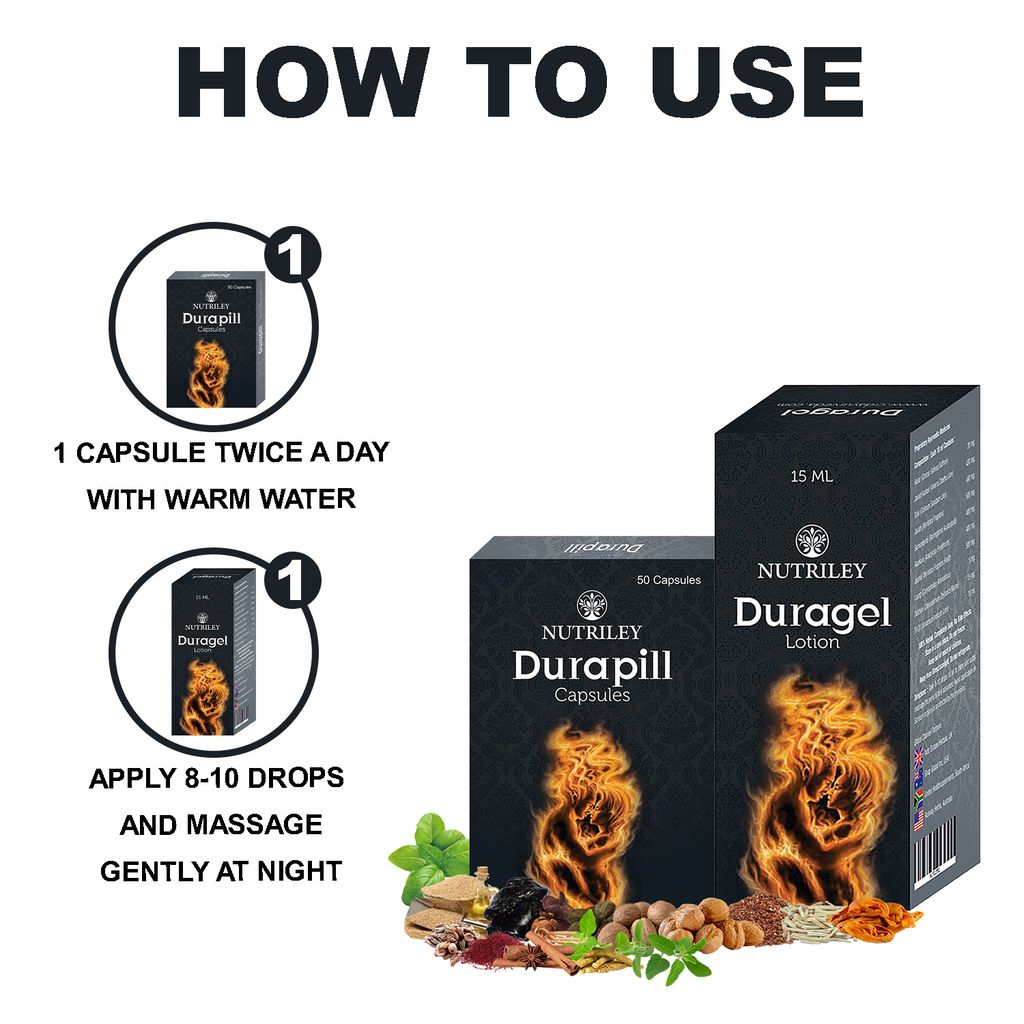 Nutriley Duragel - Sexual Wellness Lotion & Capsules (50 Capsules + 15 ml)