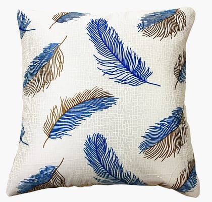 Omkar by R3 Inc. Tuxtured Cushion Cover with Print (set of 5) 16x16 inch | Leaf Print