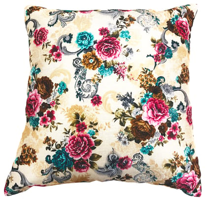 Omkar by R3 Inc. Tuxtured Cushion Cover with Print (set of 5) 16x16 inch | Floral
