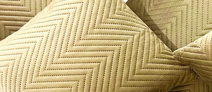 Omkar by R3 Inc. Velvet Cushion cover for sofa 16x16 inch with kantha quilting Pack of 5 (Brown)