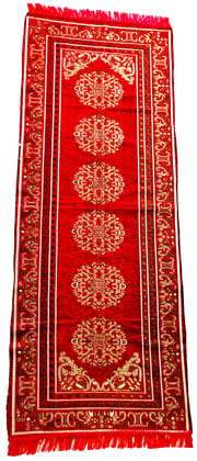Omkar by R3 Inc. Jaquard Bedside Runner Carpet Rug Anti Skid Backing for Home/Kitchen/Living Area/Office Entrance (71 X 190 cm) Pack of 1 (Anti Skid (RED))
