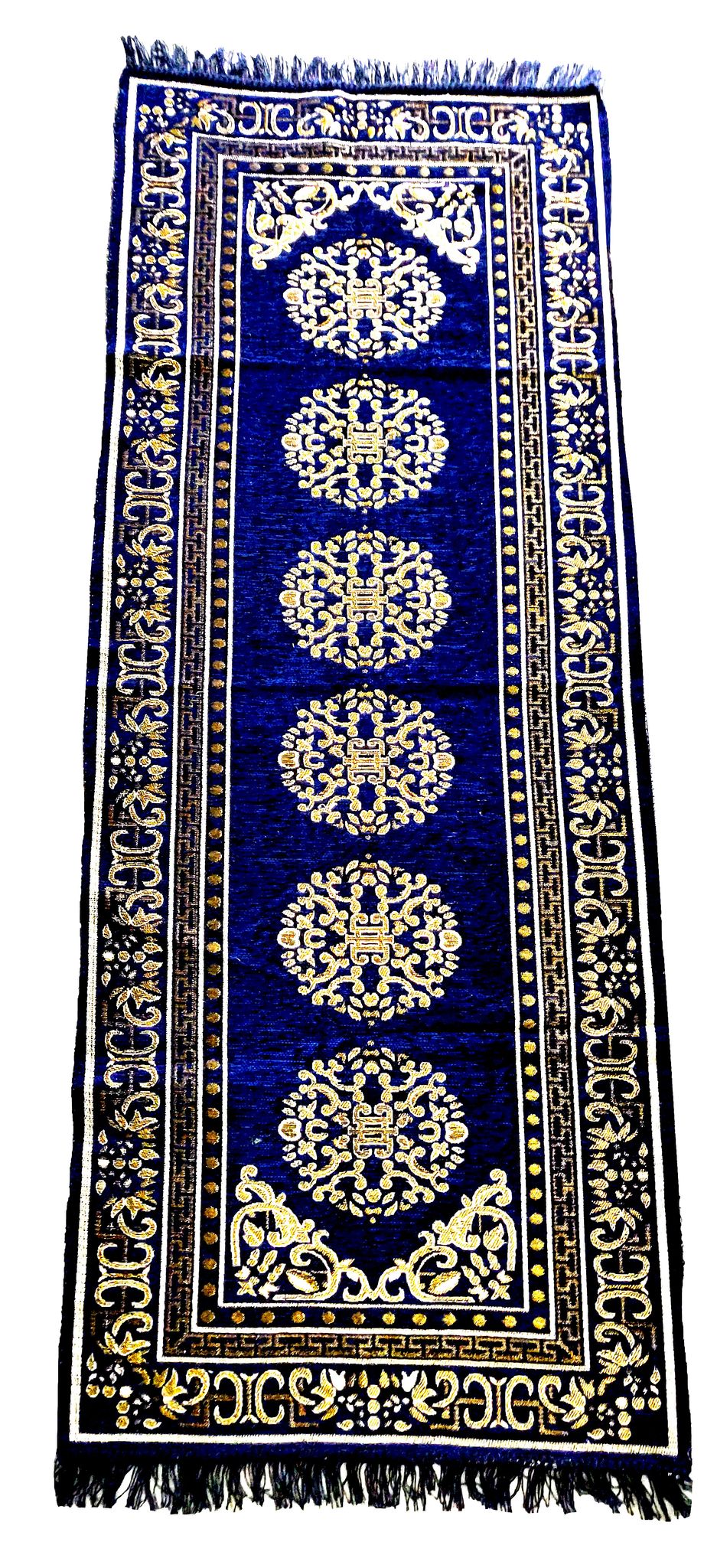 Omkar by R3 Inc. Jaquard Bedside Runner Carpet Rug Anti Skid Backing for Home/Kitchen/Living Area/Office Entrance (71 X 190 cm) Pack of 1 (Anti Skid (BLUE)