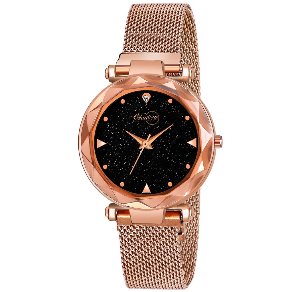 Bhakti Fashion Golden Mesh Magnetic Trending Collection Analog Watch For Women & Girls
