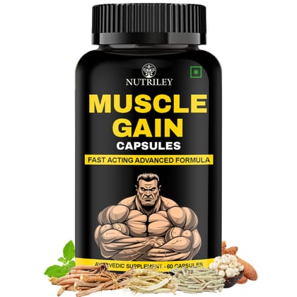 Nutriley Muscle Gain Capsules, Muscle Growth, Mass Gain Capsule,(60 Capsules)