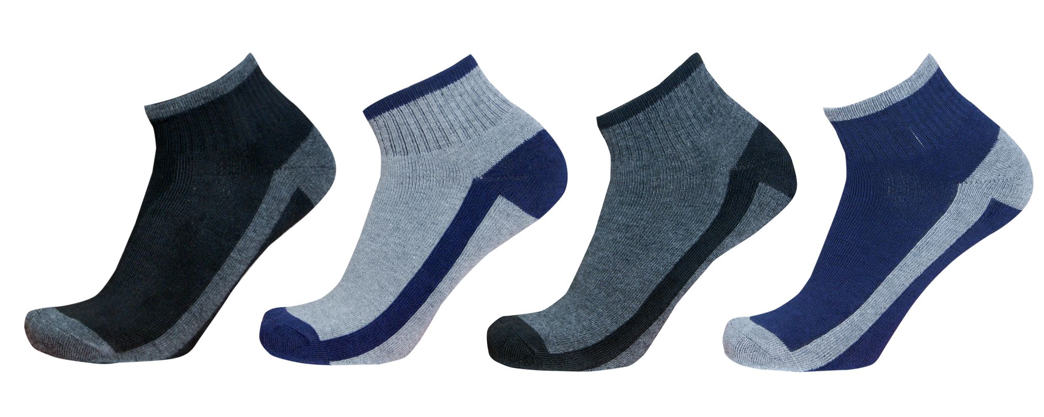 RGI Sport Ankle Socks Men Terry Cushion Socks, Free Size, Pack of 4 (Multicolour)