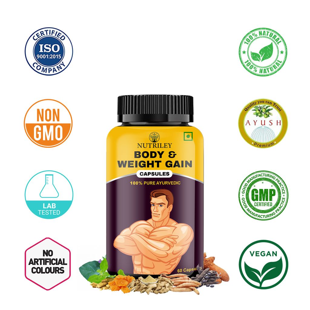 Nutriley Body & Weight Gain Capsules, Mass Gain Capsule (60 Capsules)