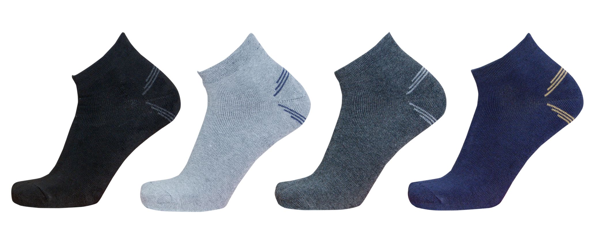 RGI 4 Pairs Sports Ankle Socks with Cushion for Men & Women, Multicolor Combo, Pack of 4, Free Size