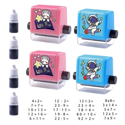 ZURU BUNCH Math Roller Stamp for Addition Subtraction for Preschool Homeschool Supplies, Math Calculation Stamps Practice Tools Educational Toy (Set of 4)
