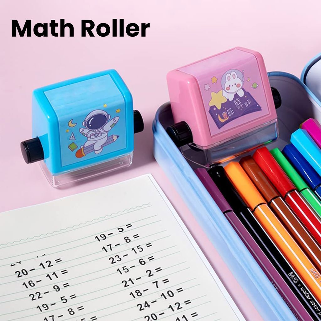 ZURU BUNCH Math Roller Stamp for Addition Subtraction Multiplication Division, for Preschool Homeschool Supplies, Math Calculation Stamps Practice Tools Educational Toy