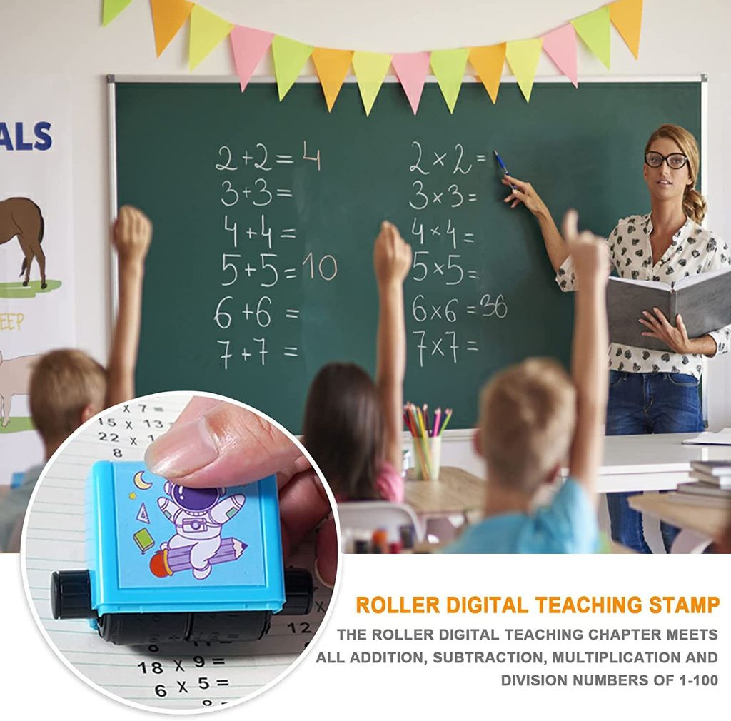 ZURU BUNCH Math Roller Stamp for Addition Subtraction Multiplication Division, for Preschool Homeschool Supplies, Math Calculation Stamps Practice Tools Educational Toy