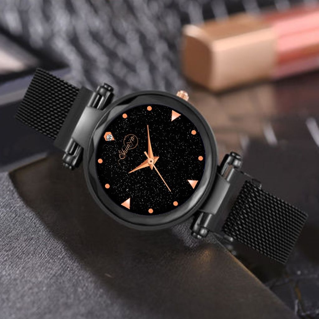 Bhakti Fashion Black Mesh Magnetic Trending Collection Analog Watch For Women & Girls