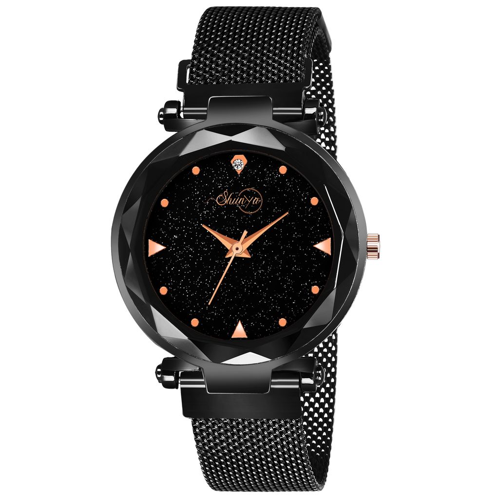 Bhakti Fashion Black Mesh Magnetic Trending Collection Analog Watch For Women & Girls