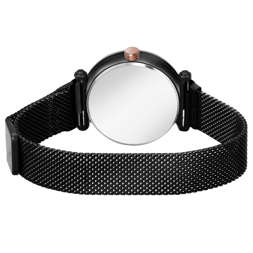 Bhakti Fashion Black Mesh Magnetic Trending Collection Analog Watch For Women & Girls