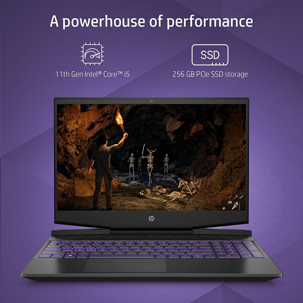 HP Pavilion Gaming 11th Gen Intel Core i5 15.6"(39cm) FHD Gaming Laptop (8GB RAM/256GB SSD+1TB HDD/144Hz/GTX 1650 4GB Graphics/Windows 10/MS Office/Shadow Black/2.28 Kg), 15-dk2100TX