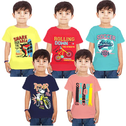 Boys round neck Cotton T shirts combo Pack Of 5