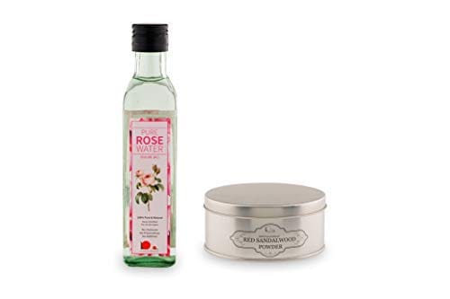 Combo of 100g Red Sandalwood Powder + 100ml Rose Water Herbal Face Pack