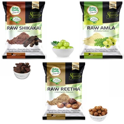 Online Quality Store reetha amla shikakai combo raw form |raw reetha for hair |Aritha|Reetha|Ritha|Soapnuts (Sapindus Mukorossi) |Indian Gooseberry |dried Shikakai, Acacia Concinna|hair pack ,300g