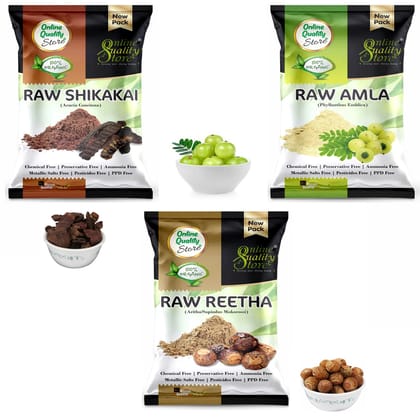 Online Quality Store reetha amla shikakai combo raw form |raw reetha for hair |Aritha|Reetha|Ritha|Soapnuts (Sapindus Mukorossi) |Indian Gooseberry |dried Shikakai, Acacia Concinna|hair pack ,300g