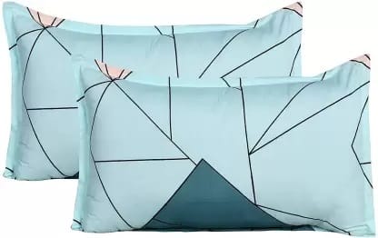 Superfine 180 TC Glsce Cotton Floral Double Bed Sheet with Same Pillow Covers (Size 90 * 100 inch) Green,Cream