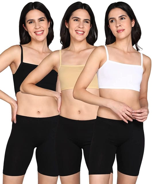 Slip-on Strapless Bra for Teenagers, Girls Beginners Bra Sports Cotton  Non-Padded Stylish Crop Top Bra Full Coverage Seamless Non-Wired Gym  Workout Training Bra for Kids (Pack of 3)