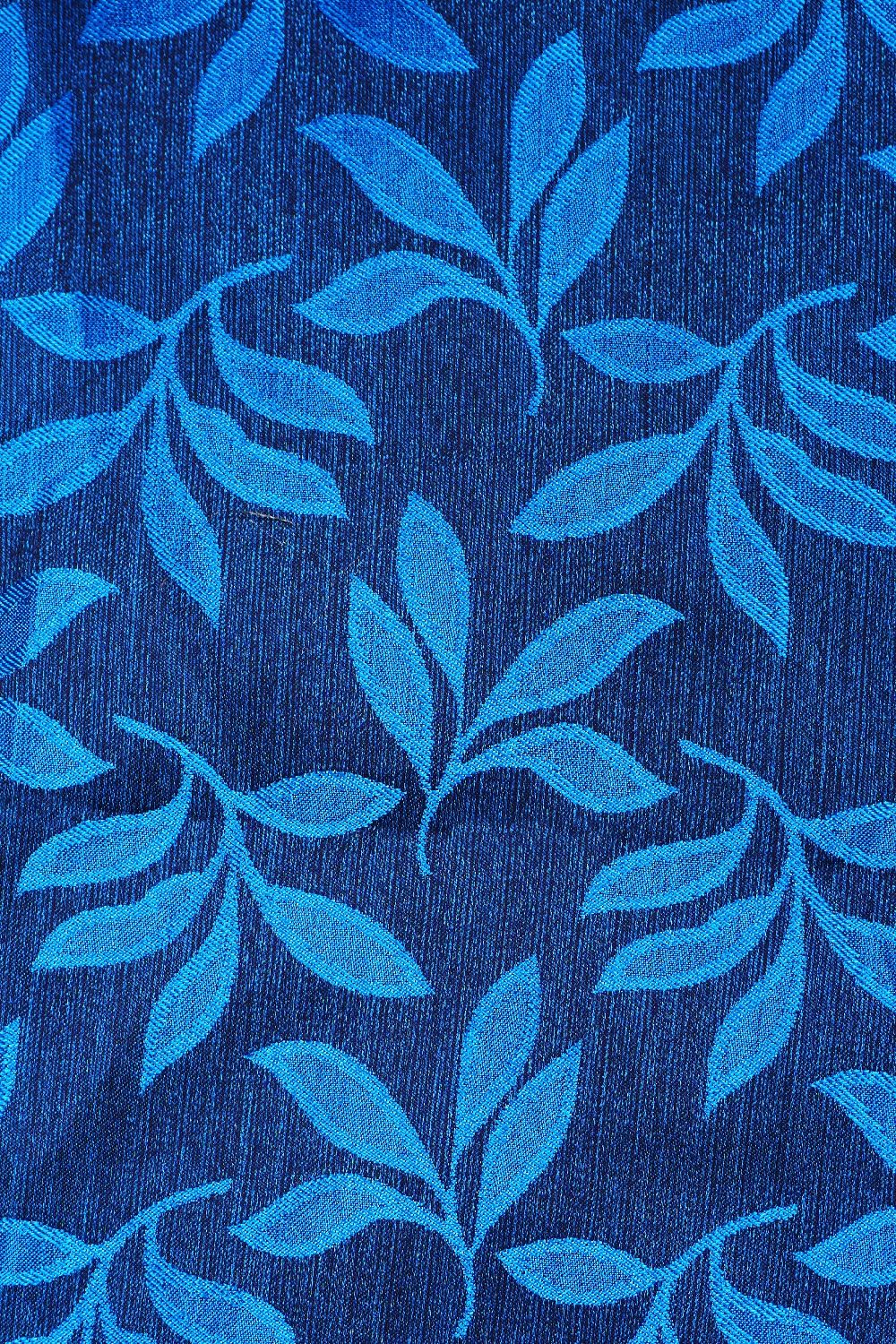 Parda online 213 cm (7 ft) Jacquard Fabric Leaf Design Eyelet Window Curtain | Navy Blue Colour (Pack of 4) | Fine Blended Jacquard Fabric | for Living Rooms & Bedrooms | 213 L x 121 W Centimeters