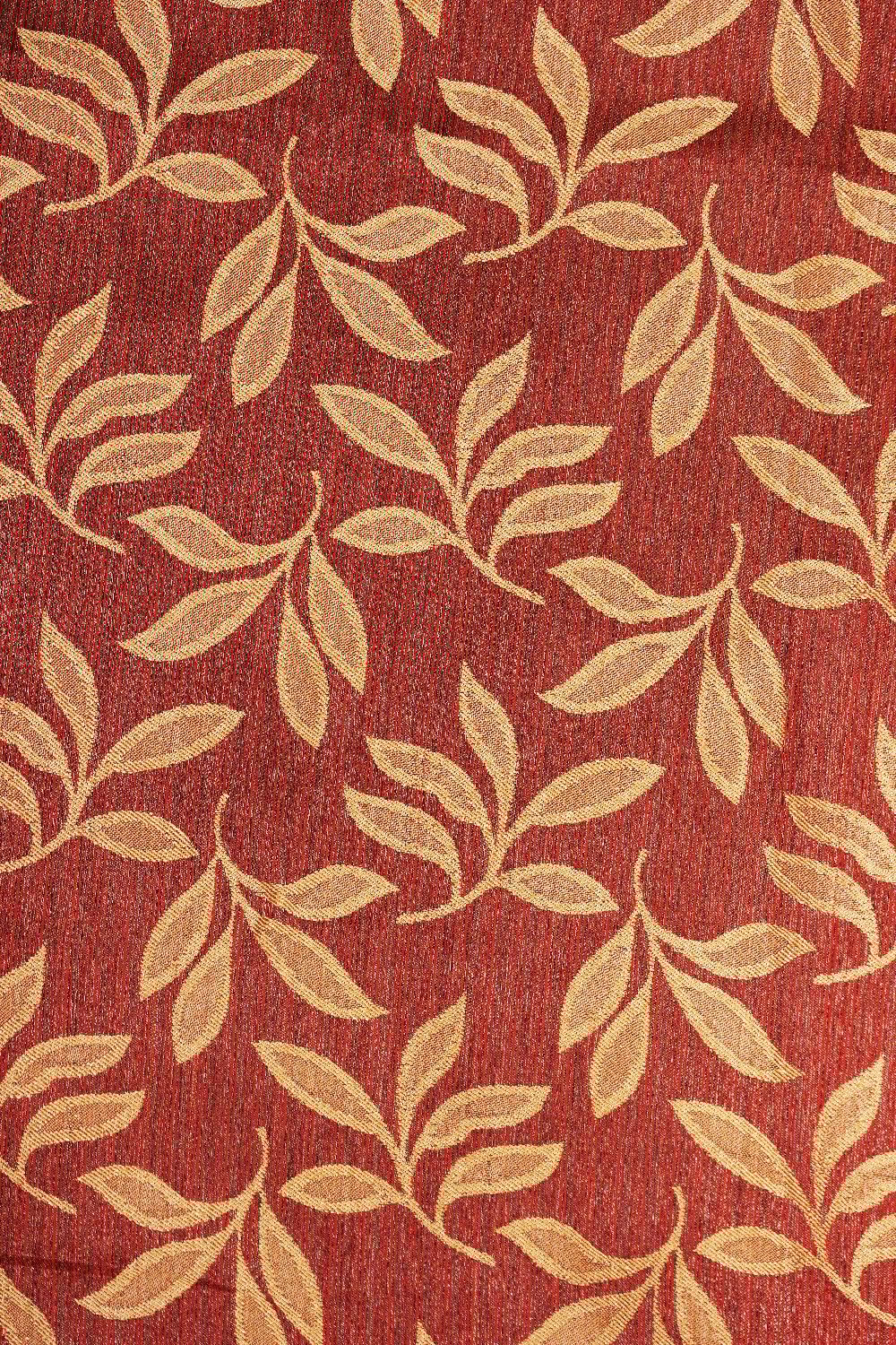 Parda online 213 cm (7 ft) Jacquard Fabric Leaf Design Eyelet Window Curtain | Orange Colour (Pack of 4) | Fine Blended Jacquard Fabric | for Living Rooms & Bedrooms