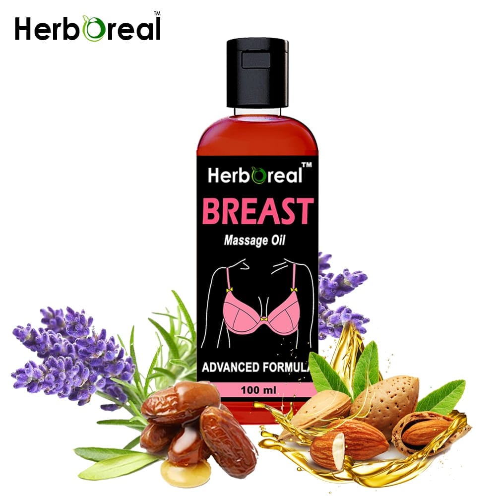 HerbOreal Pure Ayurvedic Breast Massage Oil For Women & Girls, Pure Essential Oil For Women, Very Fast Result In Just Time (100 ml)