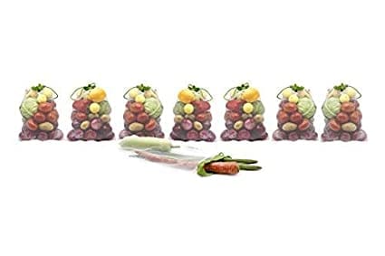 EARTH CONNECT Vegetable Storage Bag, Reusable, For shopping, for Fridge (Set of 8): Earth-Friendly, Non-Toxic, Multipurpose, Fridge Bags – Mesh Bag (7 Bags Size 10” x 13 “ 1 Bag Size 18” x 7 “)