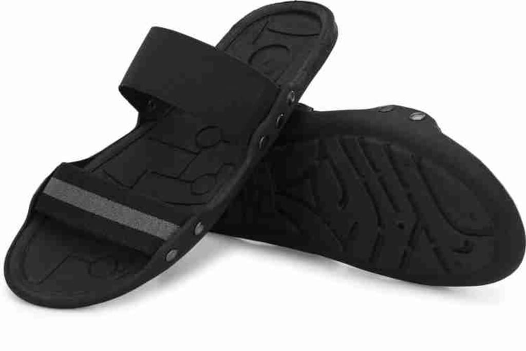 FIRSTCLUB Men's Black Stylish PVC Slippers