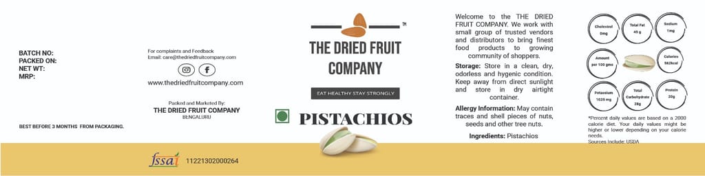 The Dried Fruit COMPANY Pistachios Pista 500g Good For Physical Health Increases Immunity and High In Protien